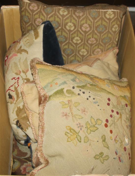 Collection of needle pointe cushions(-)